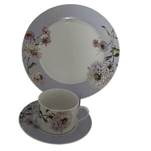 Mikasa Silk Floral Lavender Purple and White Dinnerware 3 Piece Place‎ Setting